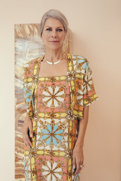 Chiara "Movie Colony" Robe en soie à imprimé technique